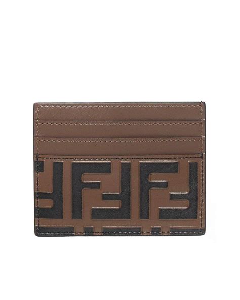 fendi brown leather card holder